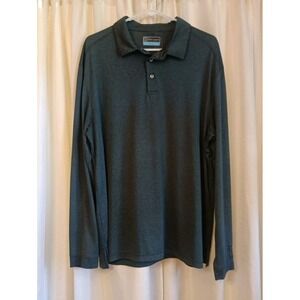 PGA Tour Men's 100% Polyester Green Striped Long Sleeve 1/4 Button Shirt Size XL